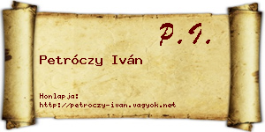Petróczy Iván névjegykártya