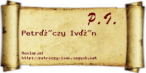 Petróczy Iván névjegykártya