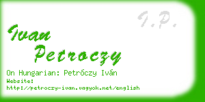 ivan petroczy business card