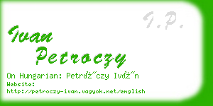 ivan petroczy business card